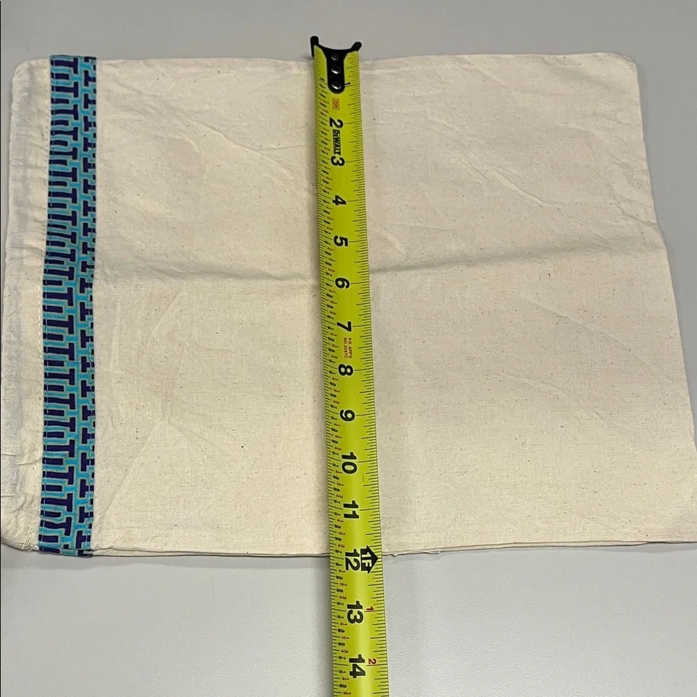 Tory Burch Cream Dust Bag with Blue Trim & gold tone logo